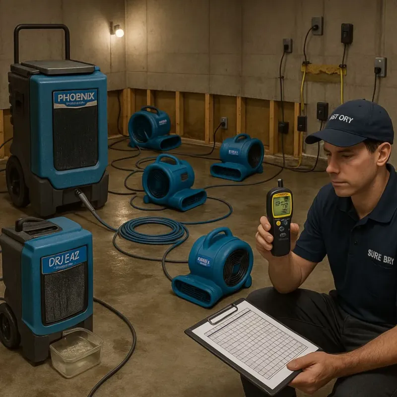Structural Drying and Dehumidification process in Westhampton Beach, NY